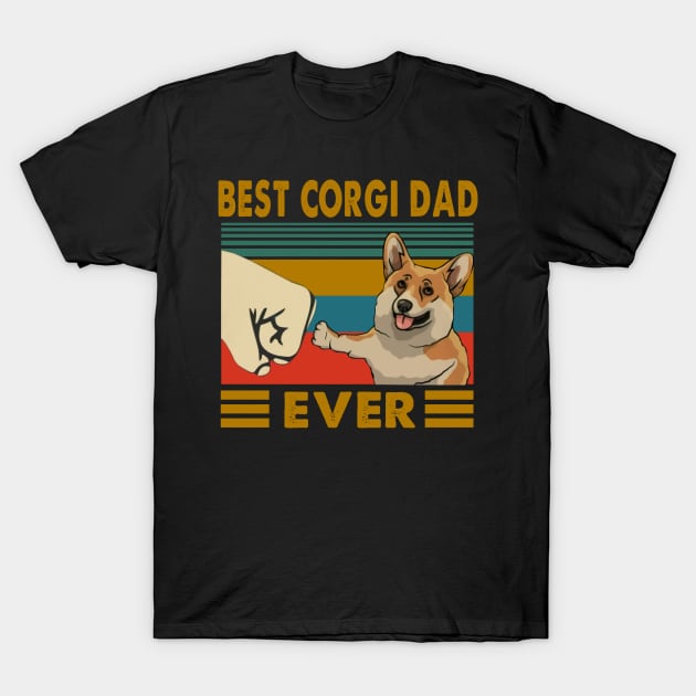 Retro Sunset Best Corgi Dad Ever T-Shirt by sueannharley12